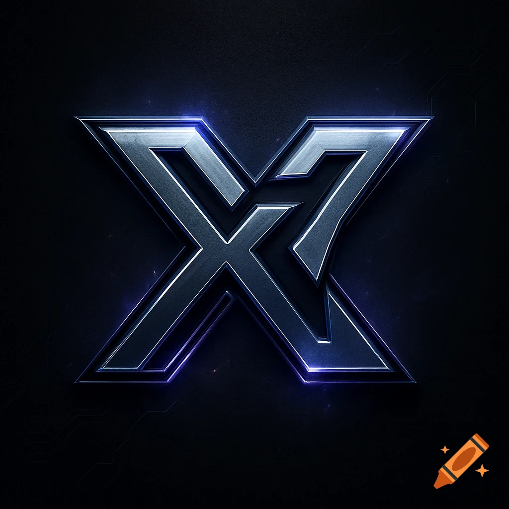 A metallic blue and silver logo of the letters X and 7 with glowing outlines, set against a dark background.