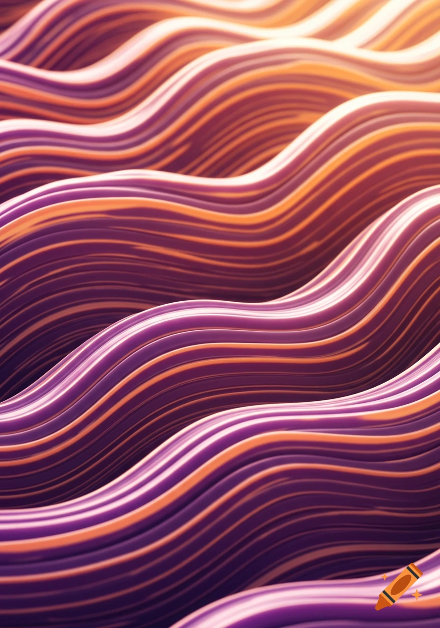 Abstract wavy lines in shades of purple, orange, and white.