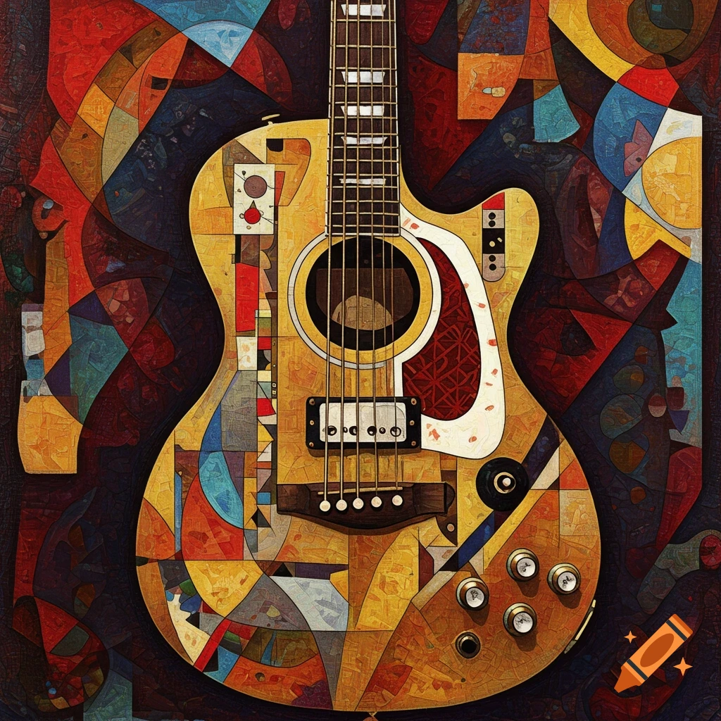 Van Gogh style classical guitar painting on Craiyon