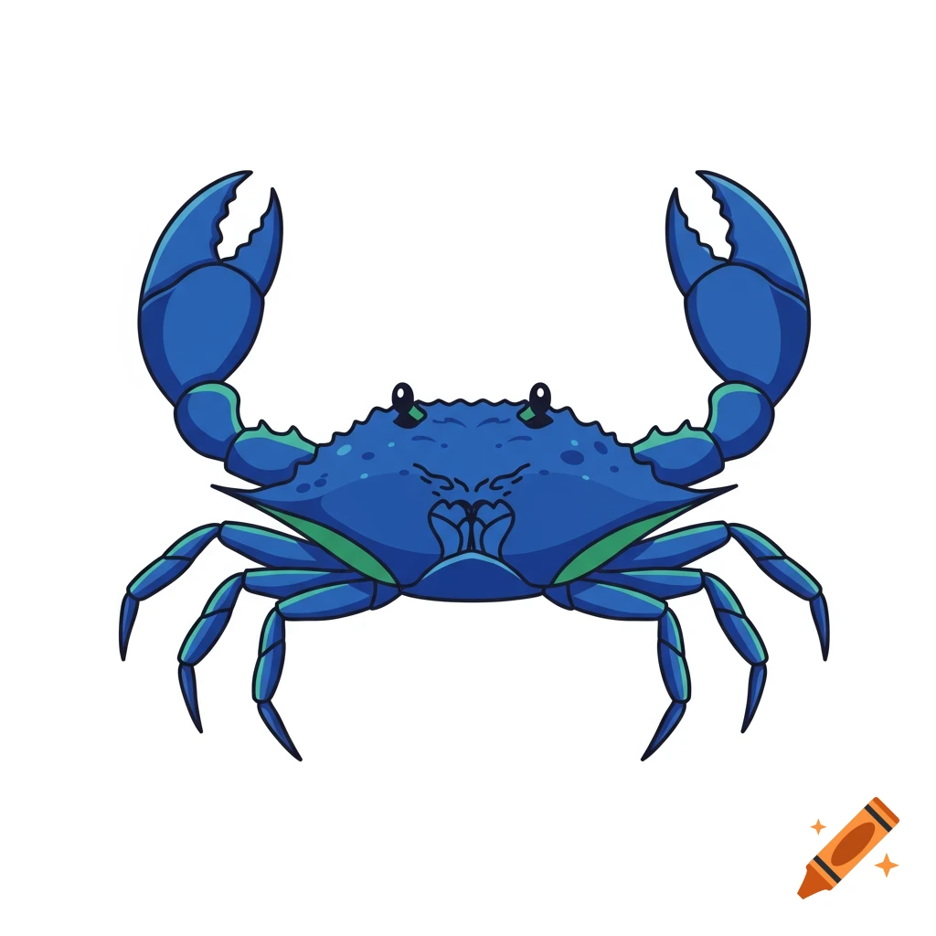 An angry blue crab illustration.