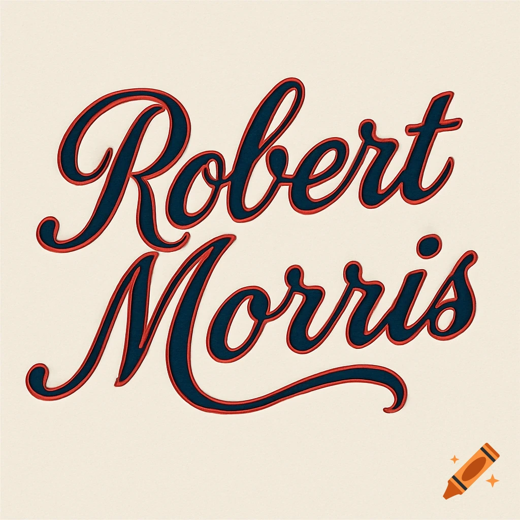 The name "Robert Morris" written in dark blue cursive with a red outline on a light beige background.