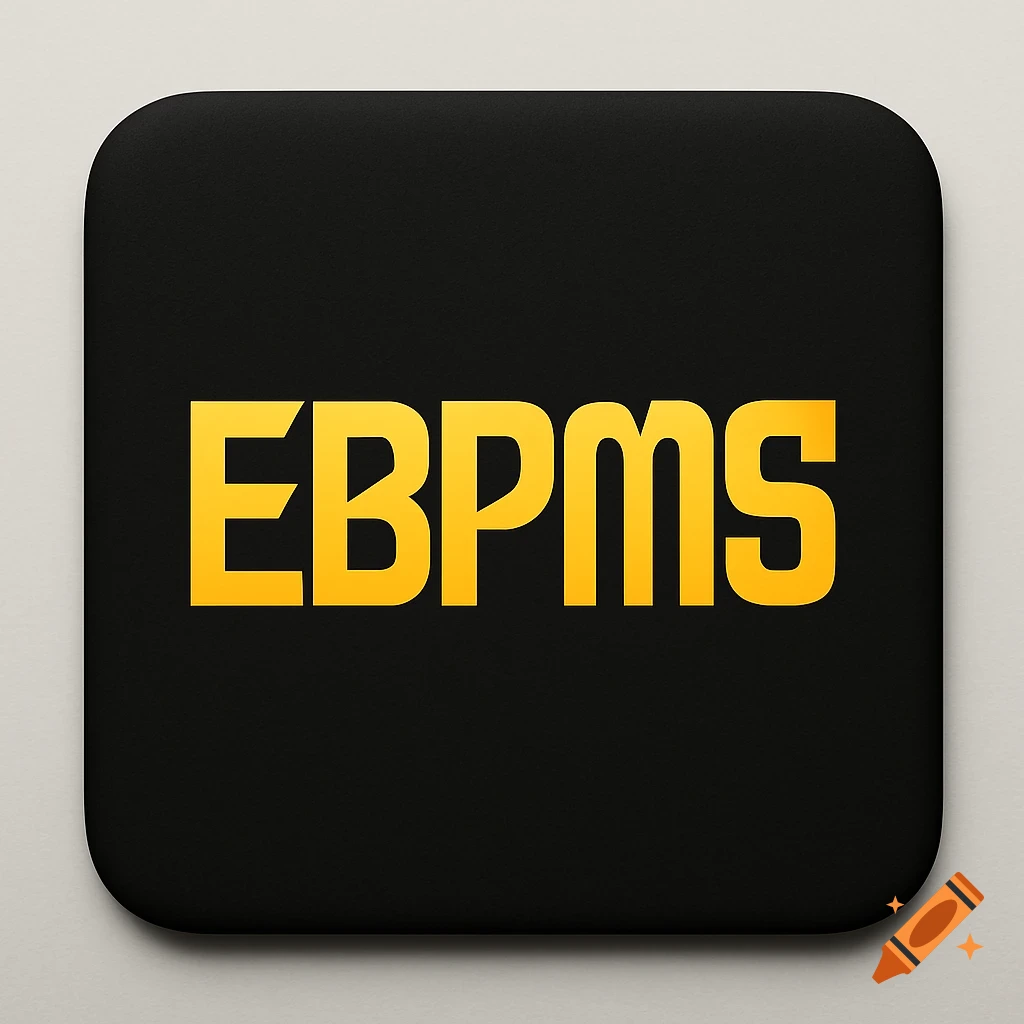 A black square with rounded edges features the bold yellow text 'EBPMS' in the center.