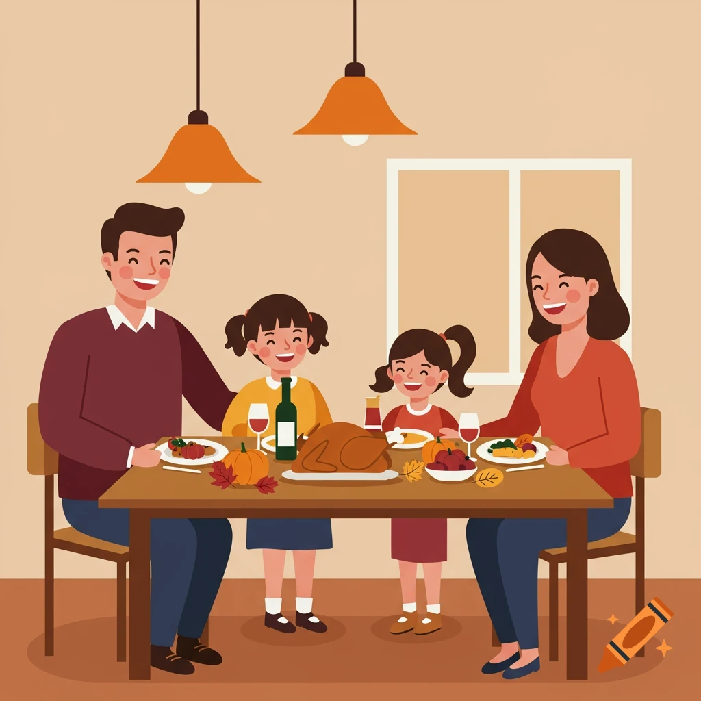 Family Dinner at a Cozy Table created on Craiyon, image size:1024x1024