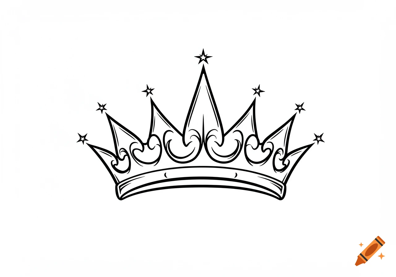 Hand Drawn Silhouette of a Crown Regal, Drawn With a Thick Paintbrush  created on Craiyon, image size:1280x896