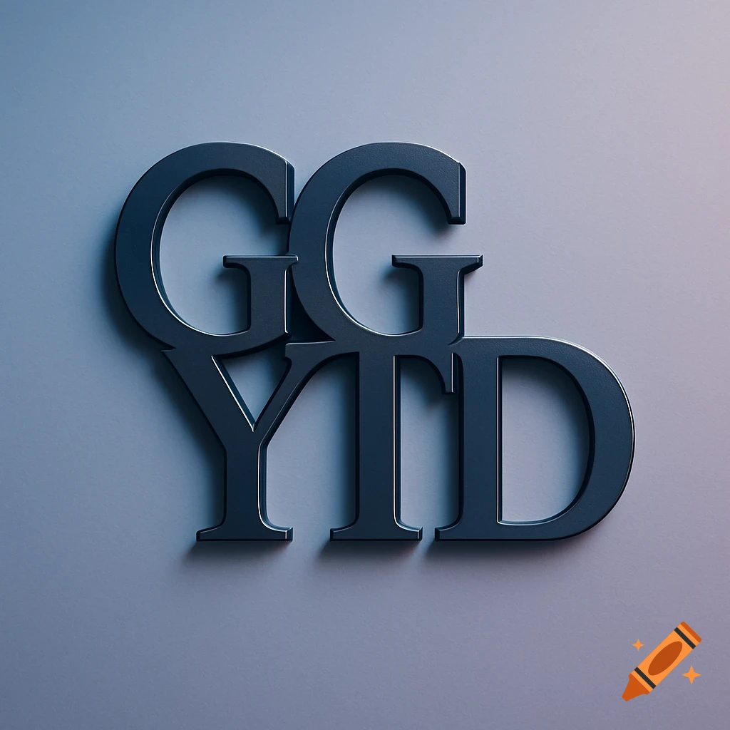 Dark 3D letters GGYTD casting shadows on a light wall.