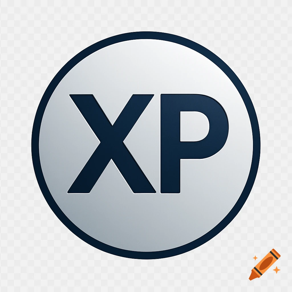 A circular white and gray gradient icon with the dark blue letters 'XP' in the center on a transparent background.