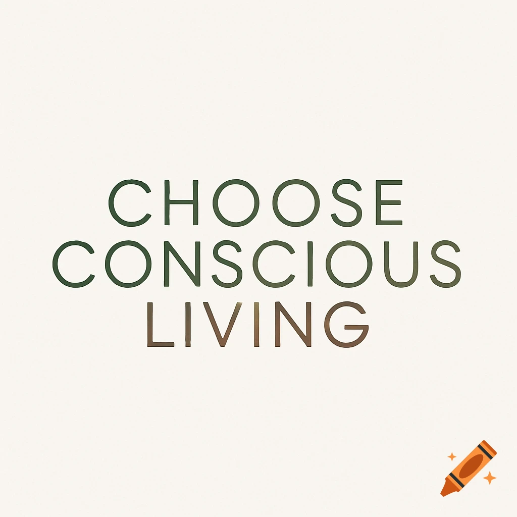A linear word logo displaying 'CHOOSE CONSCIOUS LIVING' in green and brown gradient text on a light background.