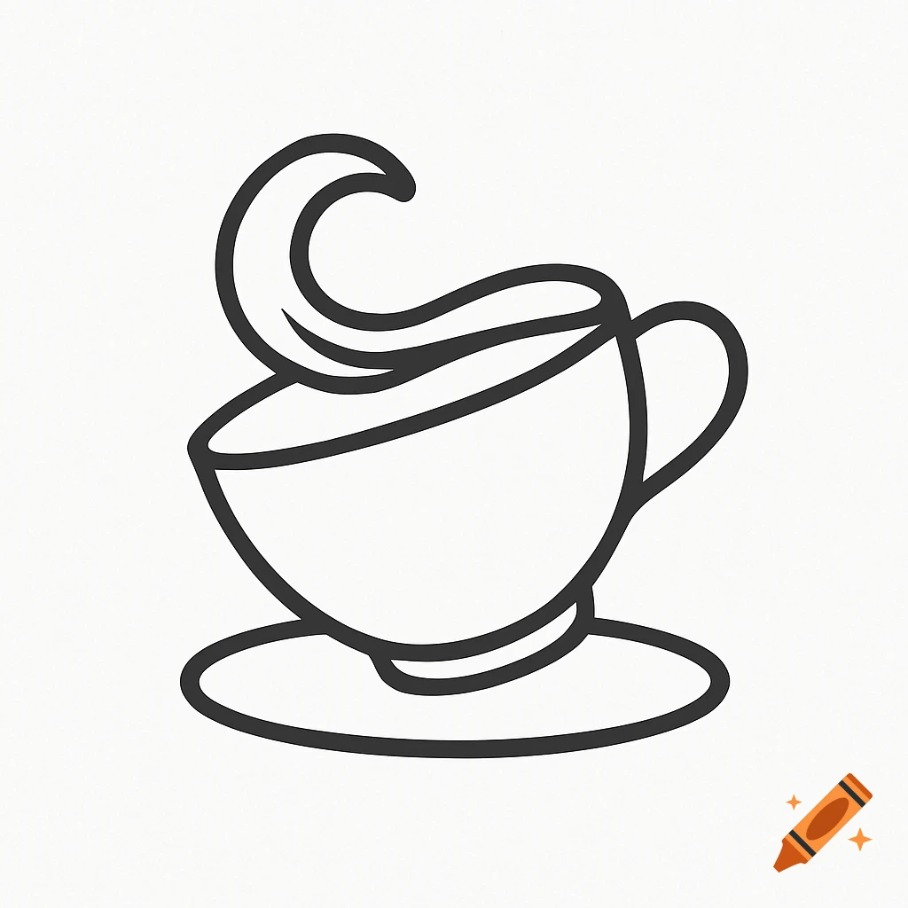 A simple line drawing logo of a teacup leaning, with a wavy stream rising from the rim.