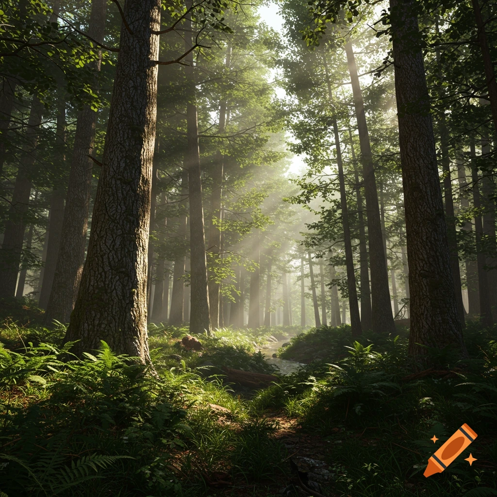 Bird's eye view of forest paths on Craiyon