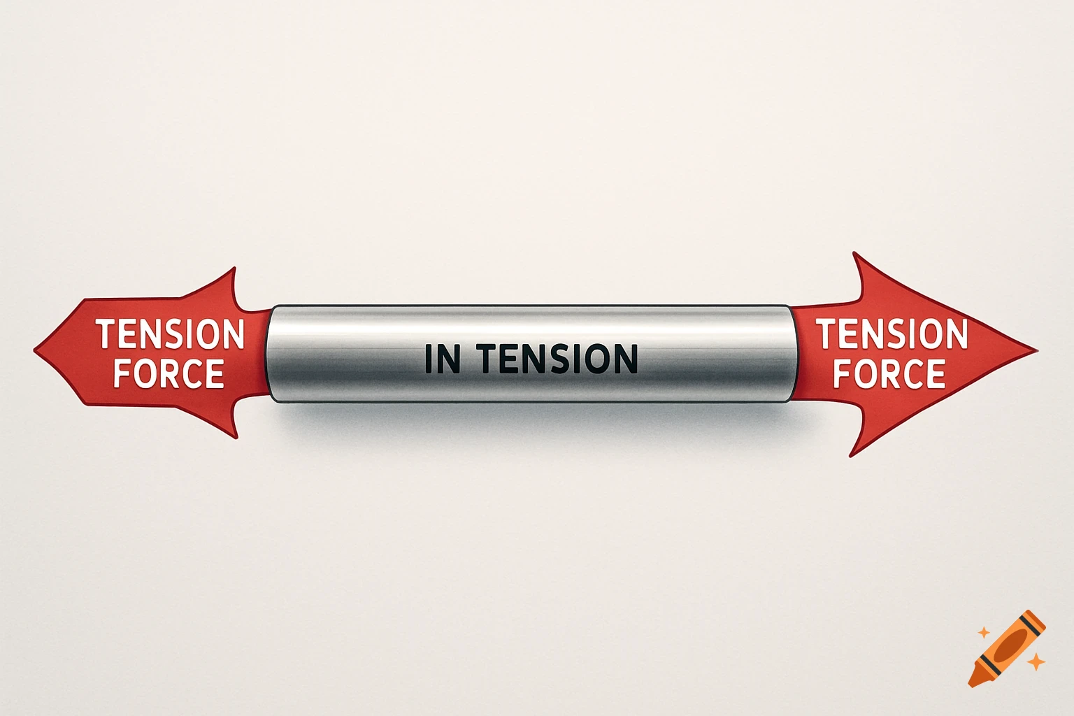 A 3D diagram with red arrows pulling outwards from a silver bar labeled 'In Tension'. Arrows are labeled 'Tension Force'.
