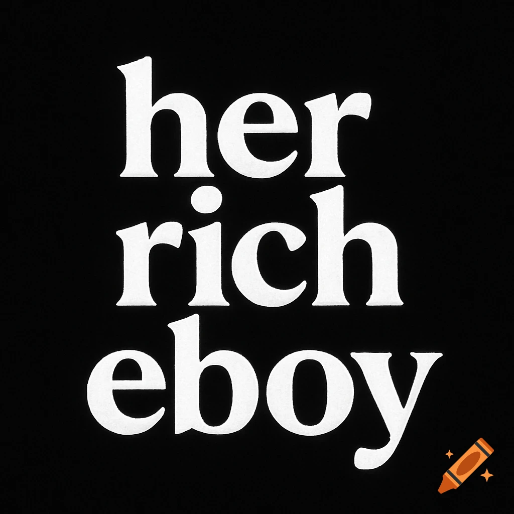 White text 'her rich eboy' on a black background.