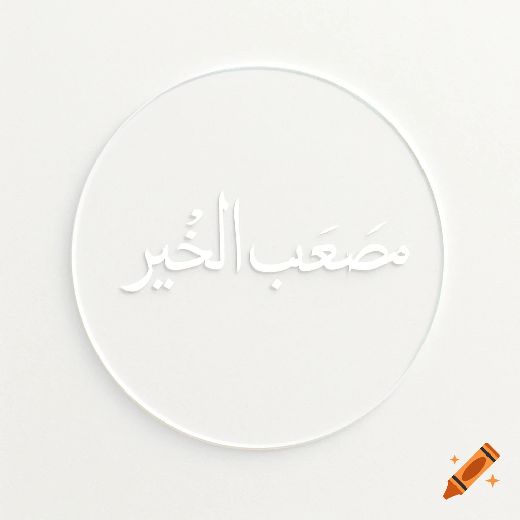 White Arabic calligraphy 'Mus'ab Al-Khair' in a transparent circle on a white background.