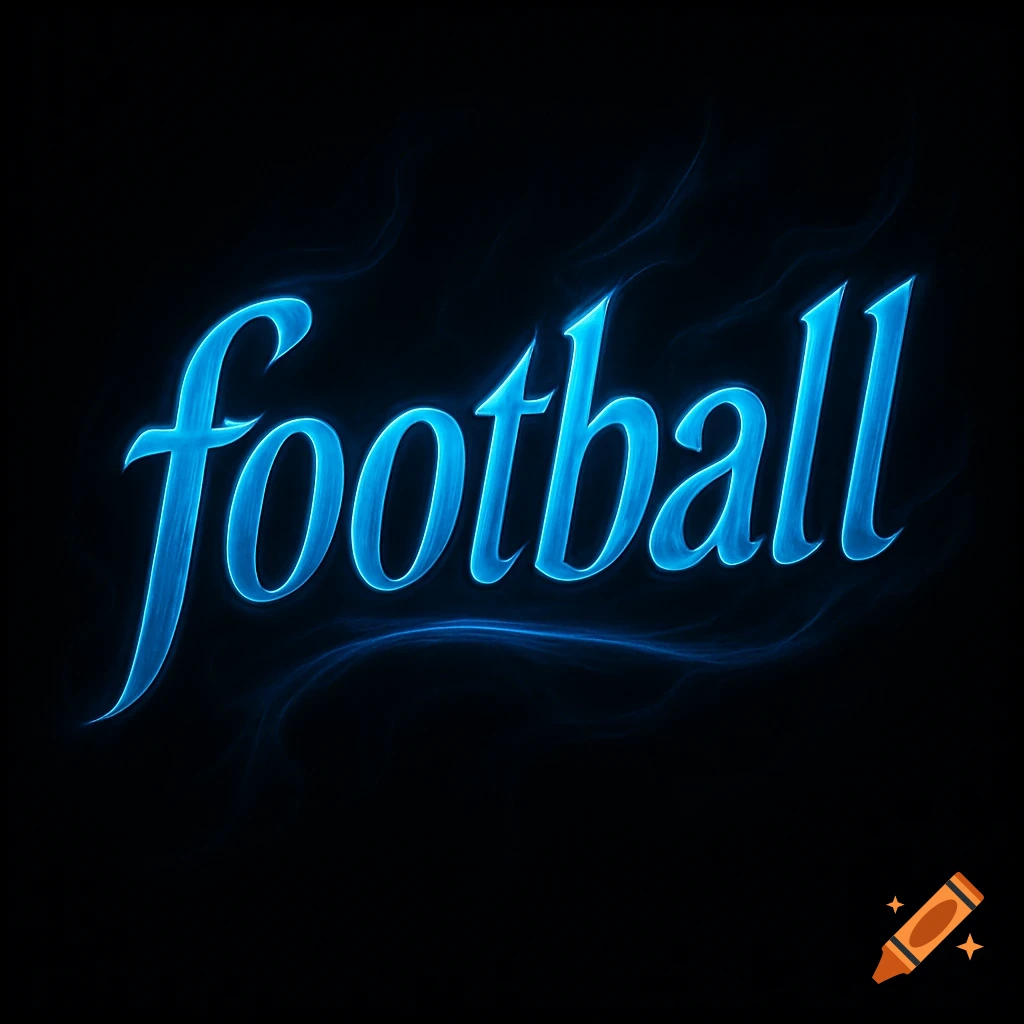 The word 'football' in glowing blue script against a dark background.