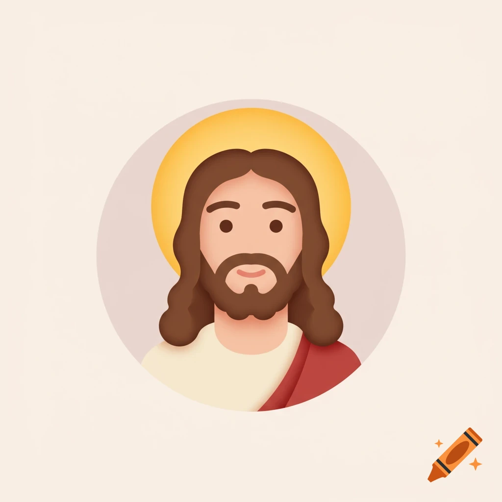 An iOS style emoji illustration of Jesus with a halo.