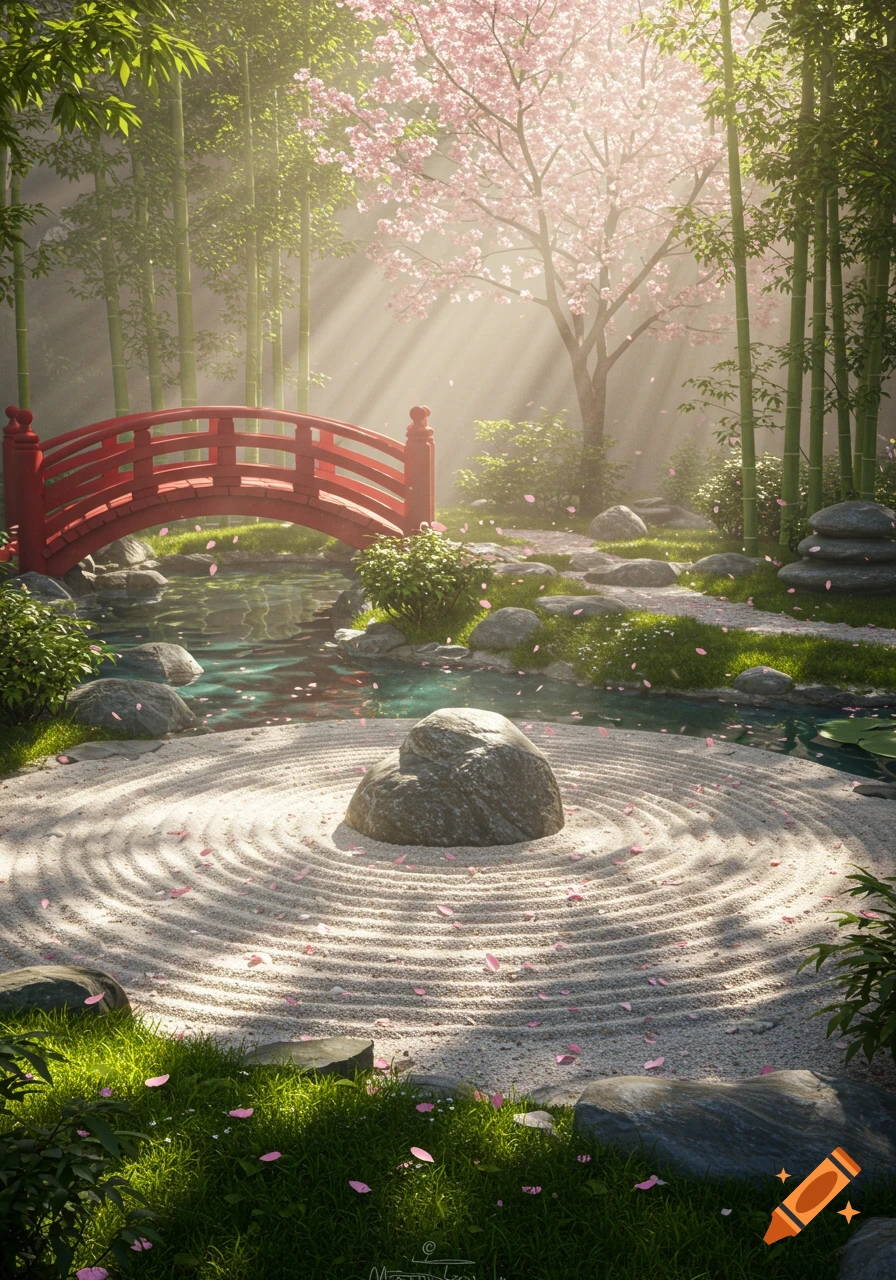 Serene Japanese Backyard created on Craiyon, image size:896x1280