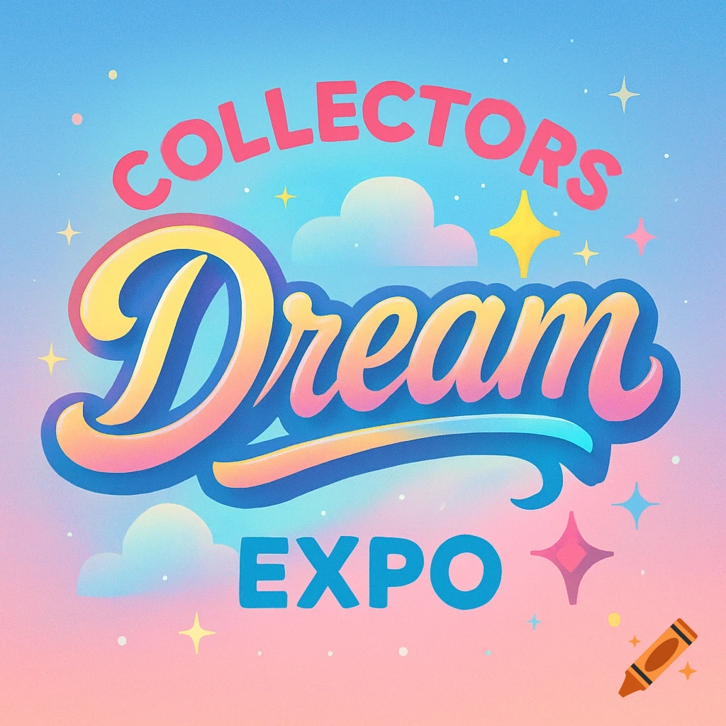 A vibrant and colorful logo with the words "COLLECTORS Dream EXPO" in stylized typography against a gradient sky background with clouds and stars.