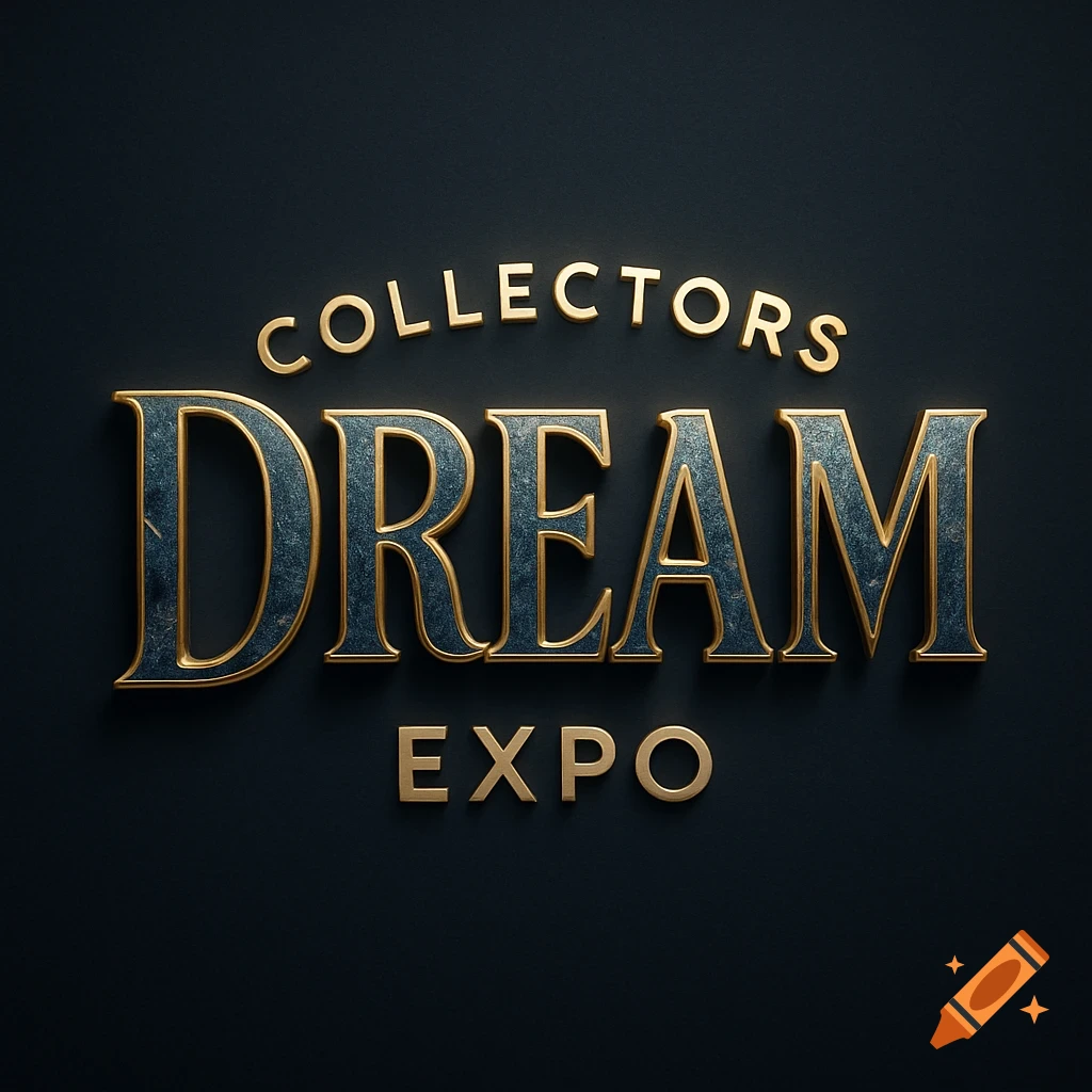 A logo with gold and dark blue metallic text that reads COLLECTORS DREAM EXPO on a dark background.
