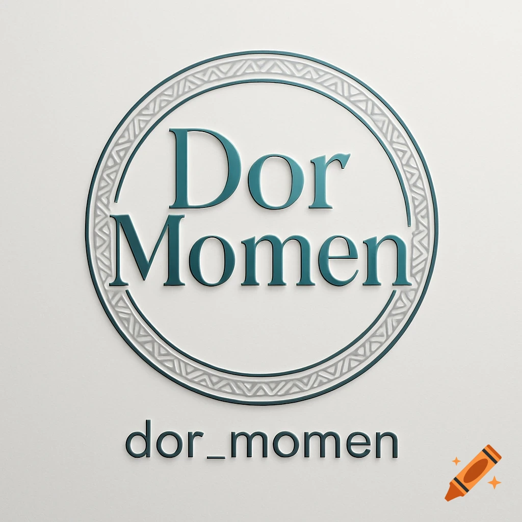 An embossed teal and gray logo with 'Dor Momen' in a circle and 'dor_momen' below it.