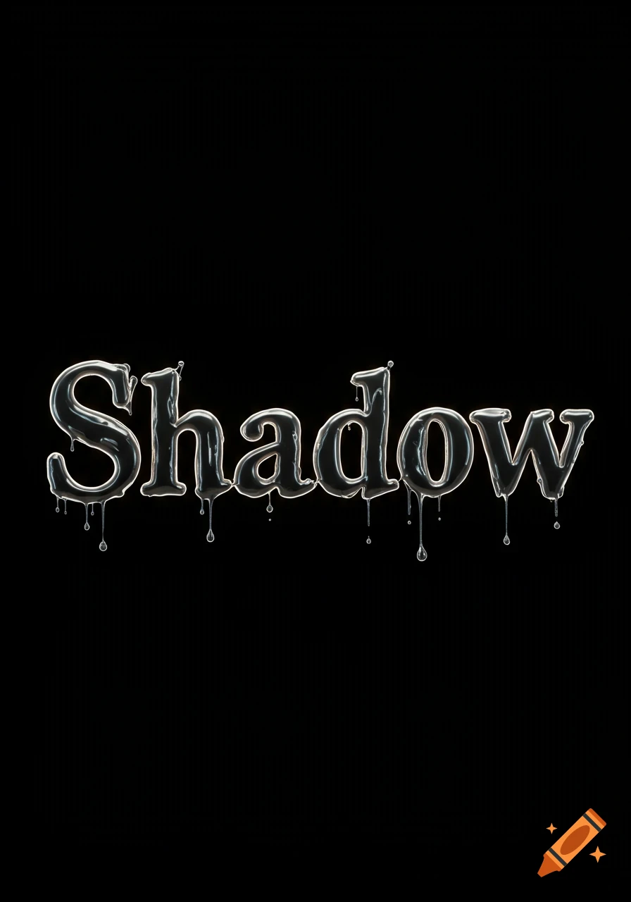 The word Shadow rendered in a shiny, dripping liquid font on a black background.
