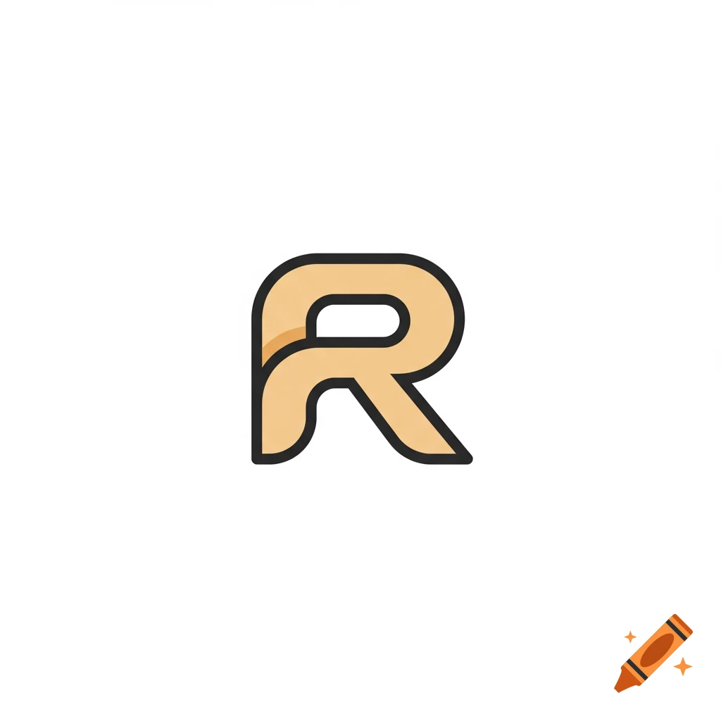 A minimalist icon of a stylized, light orange letter R with a black outline on a white background.