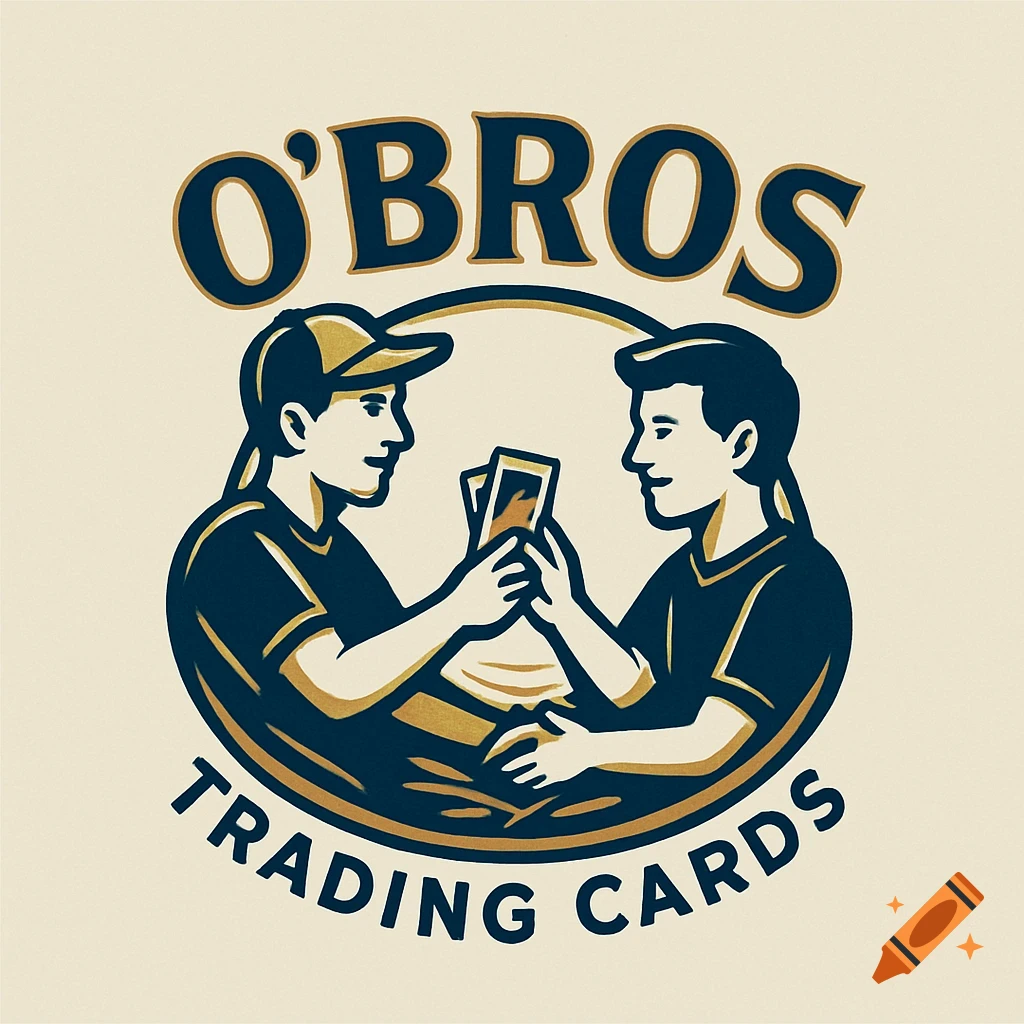 O'Bros Trading Cards logo featuring two brothers trading cards in an illustrative style.