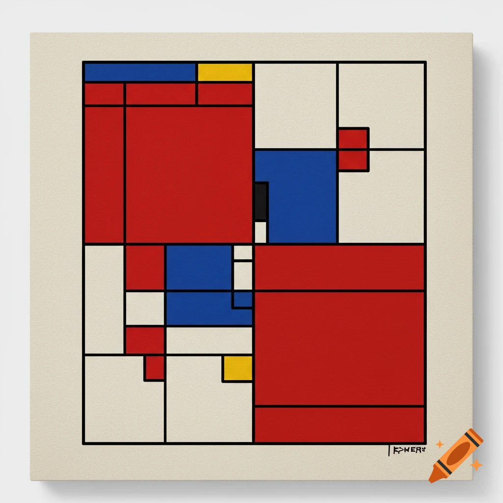 アート・デザイン・音楽 Mondrian Illustration of Music Formats and Streaming in Mondrian