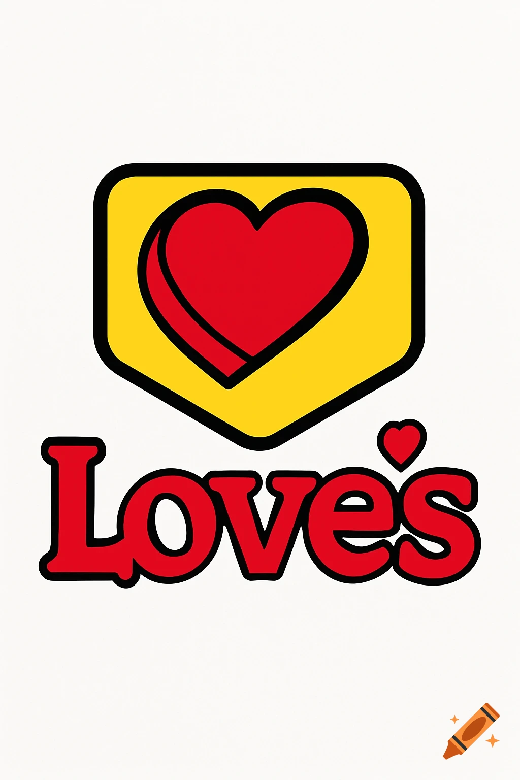 A logo with a red heart in a yellow shield above the word Love's in red text.