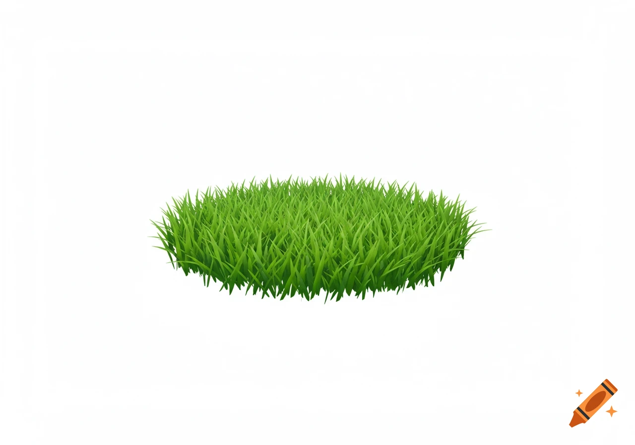 A stylized patch of vibrant green grass against a white background, resembling video game art.