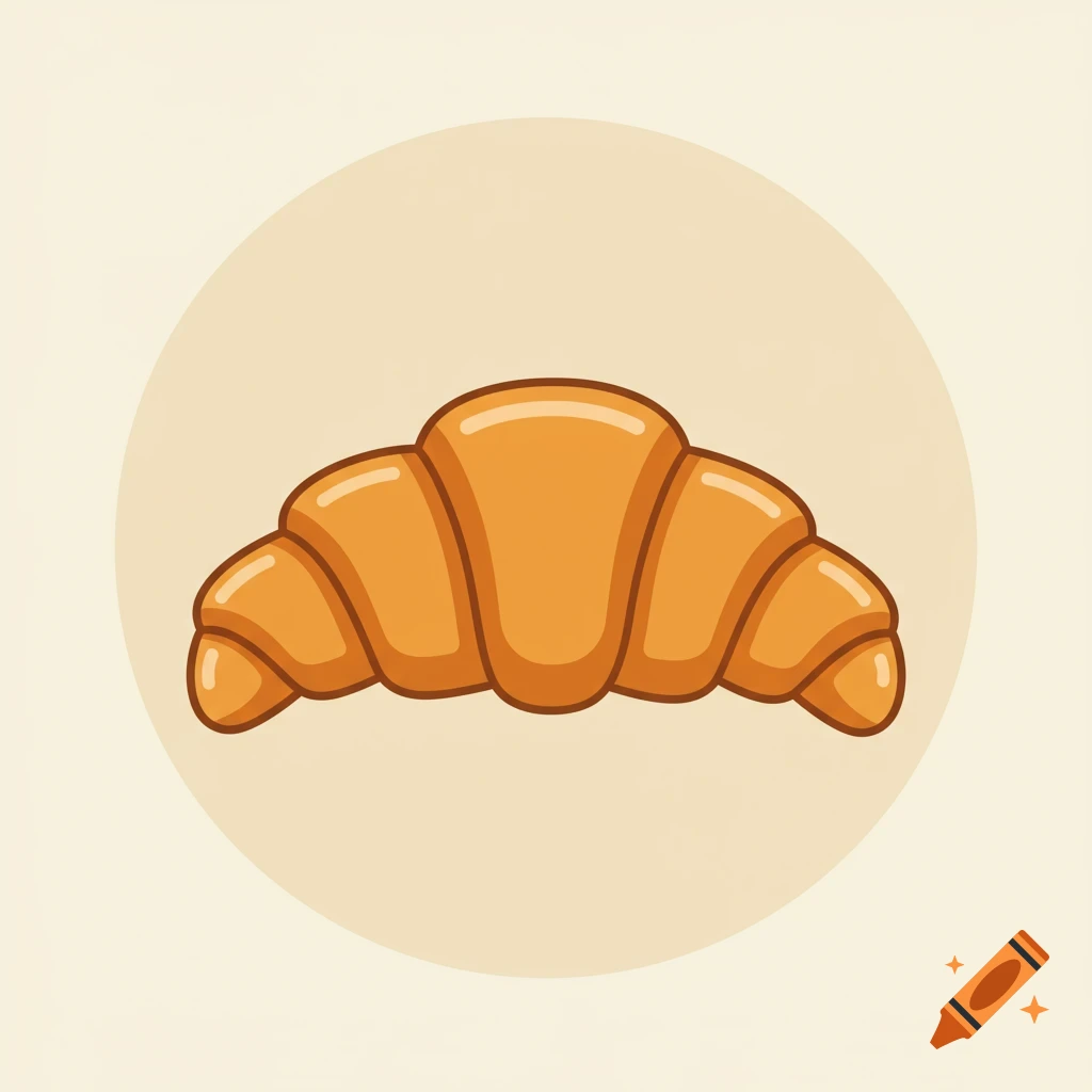 An orange croissant illustration on a light background.