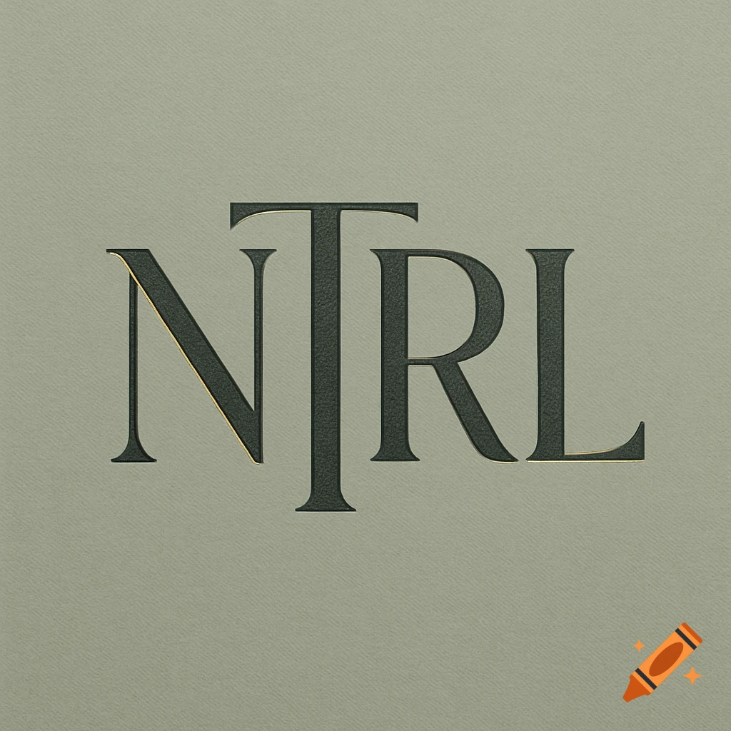 The letters NTRL in a dark, embossed serif font with a gold highlight, set against a light grey textured background.
