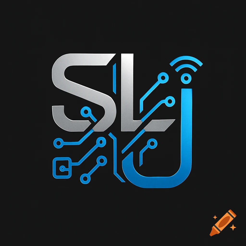A modern, sleek tech-themed logo featuring the metallic silver letters 'S' and 'L' intertwined with a blue 'J' and circuitry patterns, with a wifi symbol above the 'J'.
