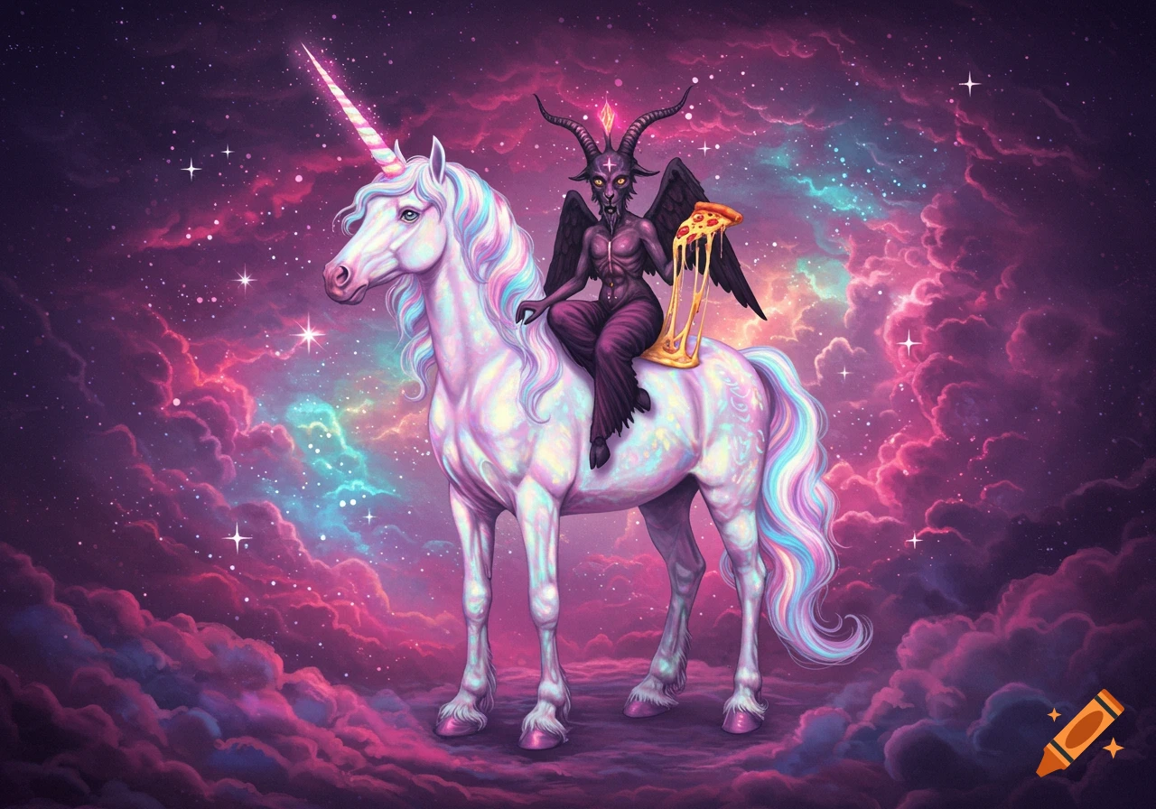 Evil Unicorn created on Craiyon, image size:1280x896