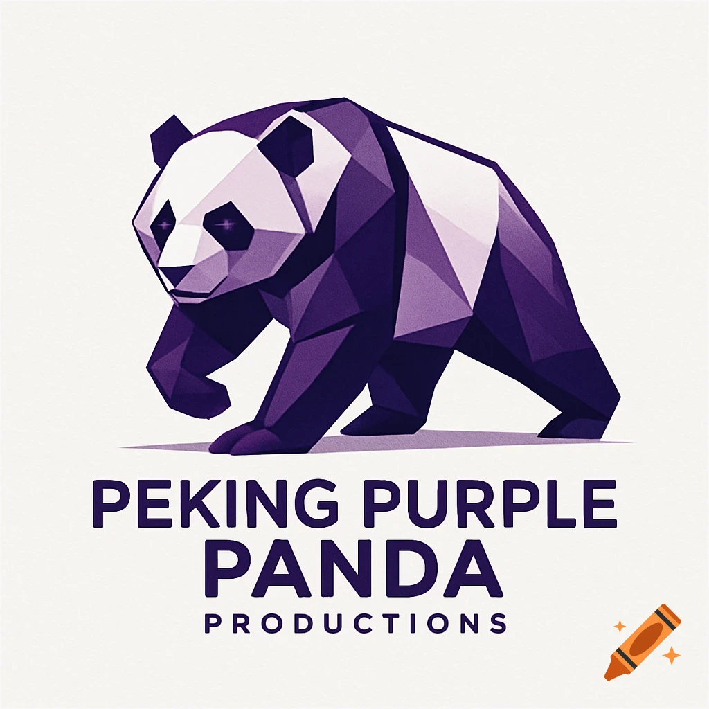 A logo featuring a stylized, low-poly purple and white panda with the text 'Peking Purple Panda Productions' below it.