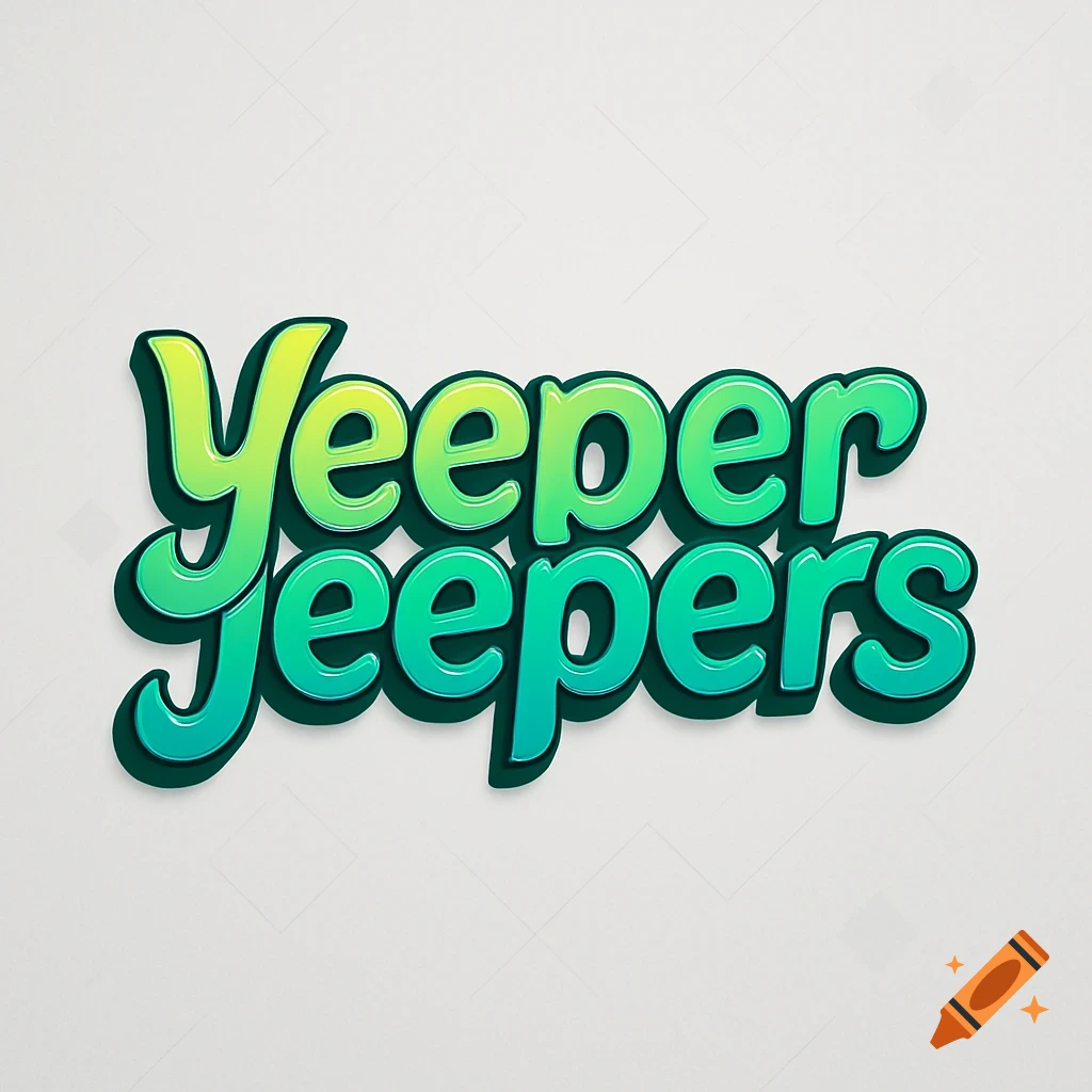 Stylized logo text 'Yeeper Jeepers' in green and yellow gradient with dark outline on a light gray background.