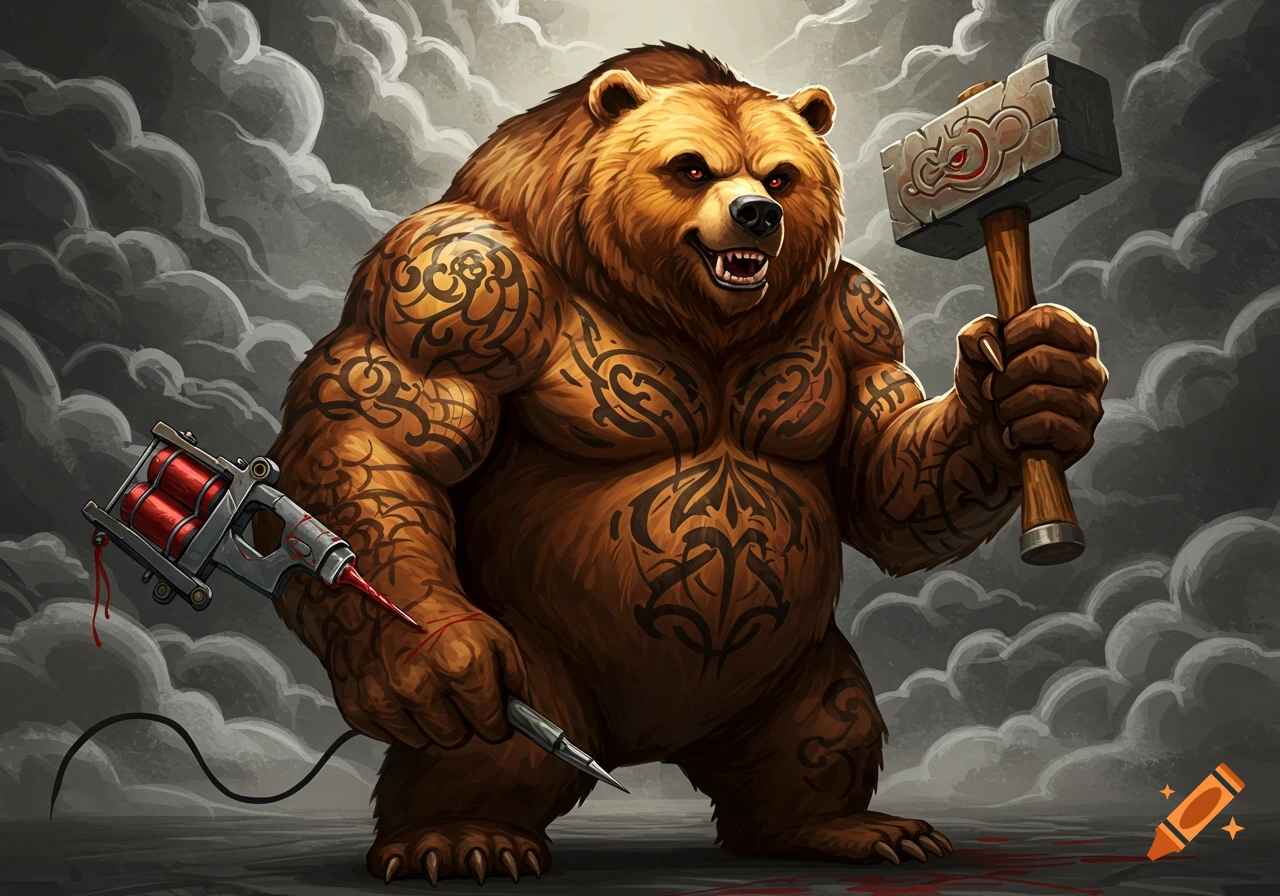 Viking Bear Tattoo created on Craiyon, image size:1280x896