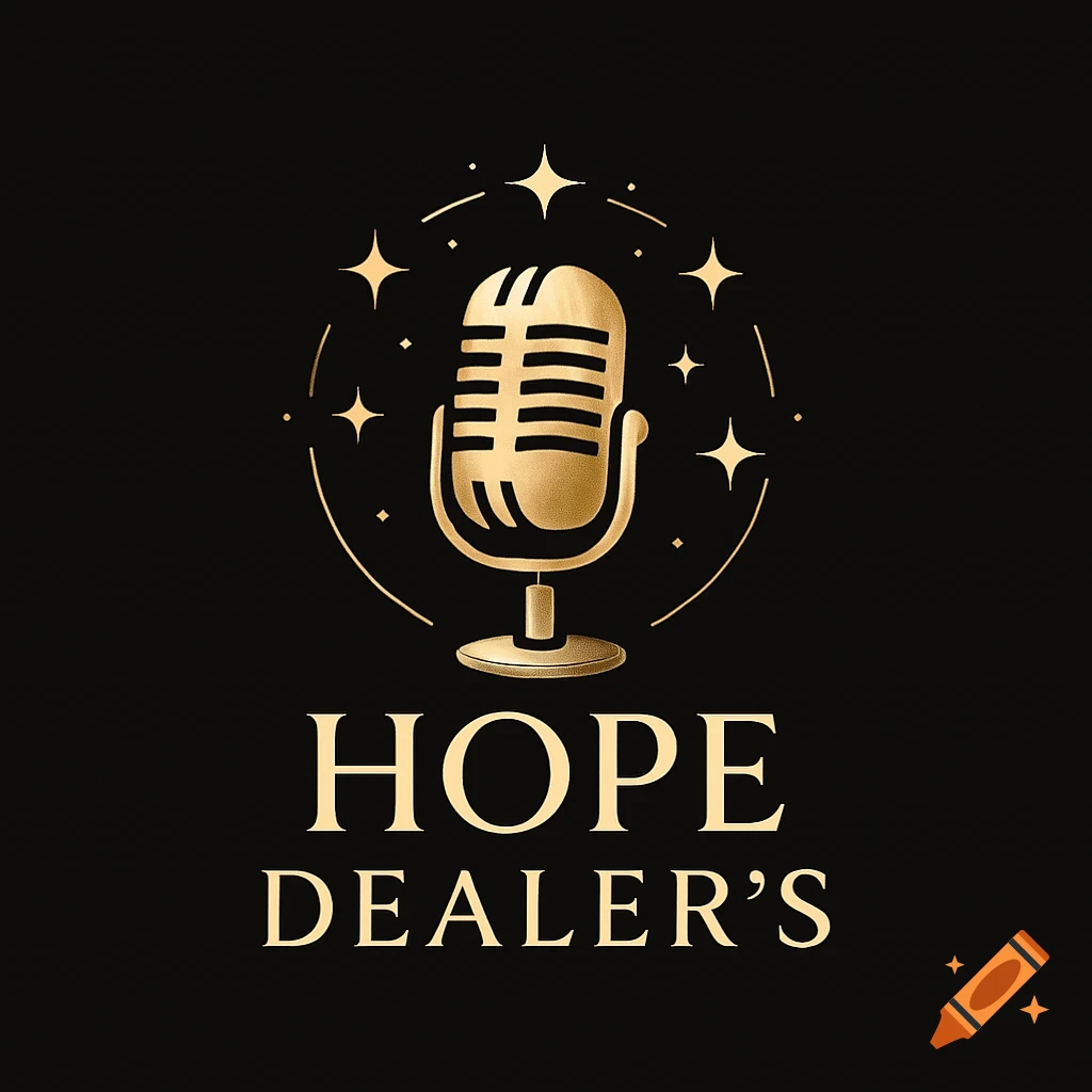 A golden microphone logo with stars around it, above the text "HOPE DEALER'S" on a black background.