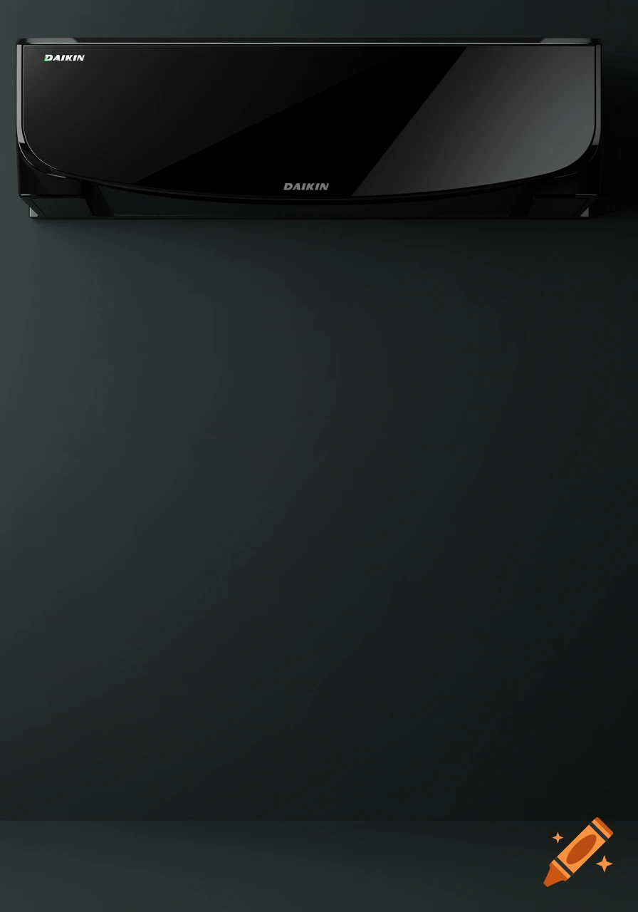 A sleek black Daikin air conditioning unit mounted on a dark grey wall.