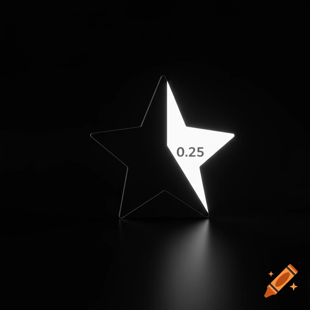 A glowing white star with a black outline, partially filled with white light, displaying the number 0.25 on a black background.