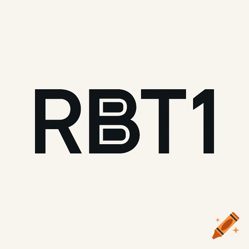 Minimalist black text logo 'RBT1' with a modified 'B' on a light background.
