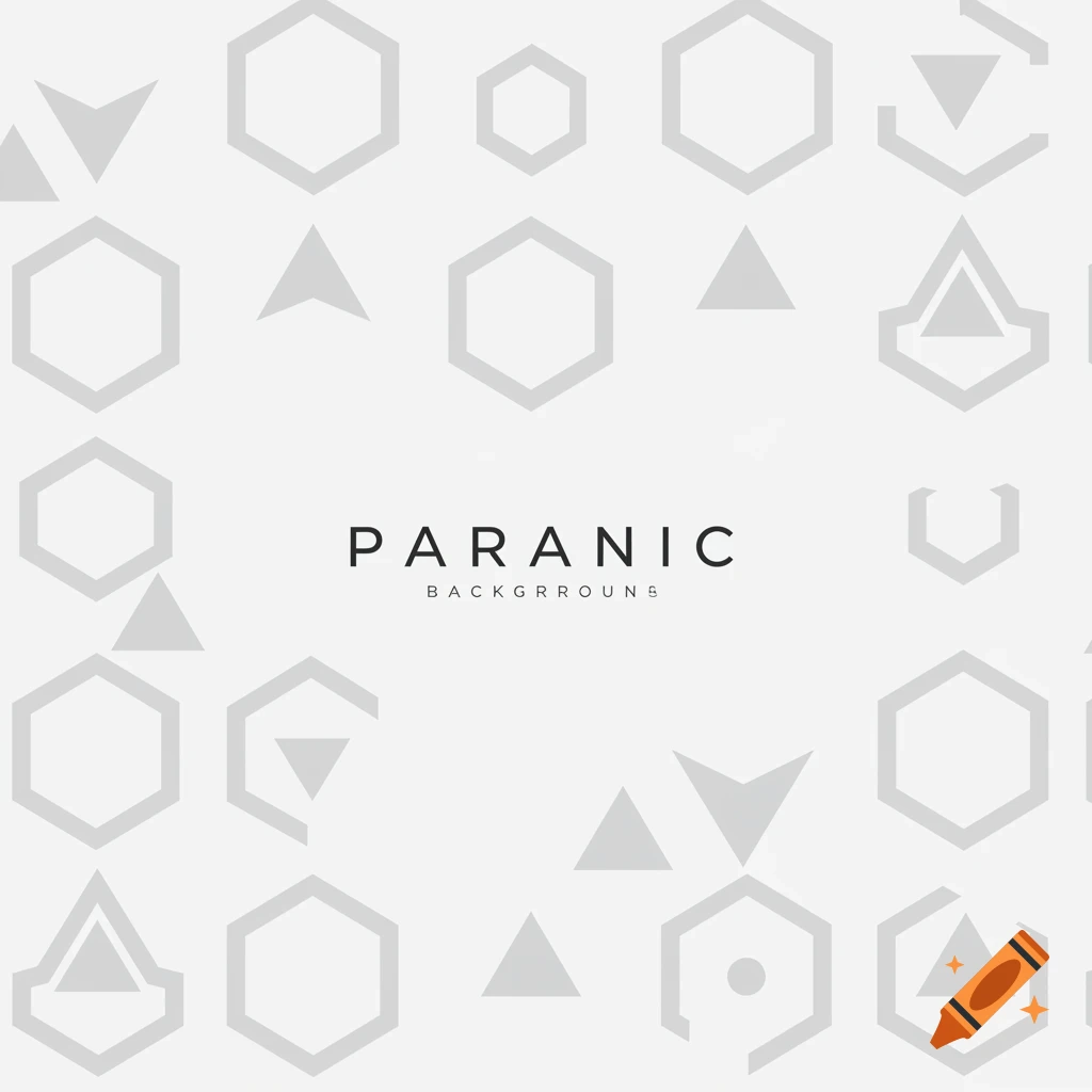 A minimalist geometric pattern featuring light gray outlines of hexagons and triangles arranged on a white background. The text "PARANIC BACKGRROUNB" is centered in the image.
