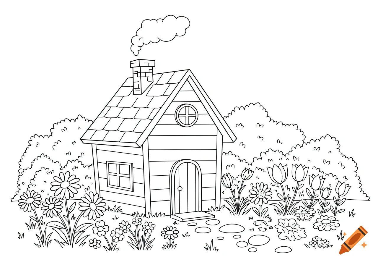 black-and-white-coloring-page-of-a-house-with-solar-panels-a-garden