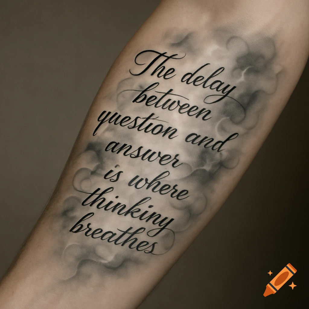 A close-up of a black script tattoo on a person's forearm, reading \, image size:1024x1024