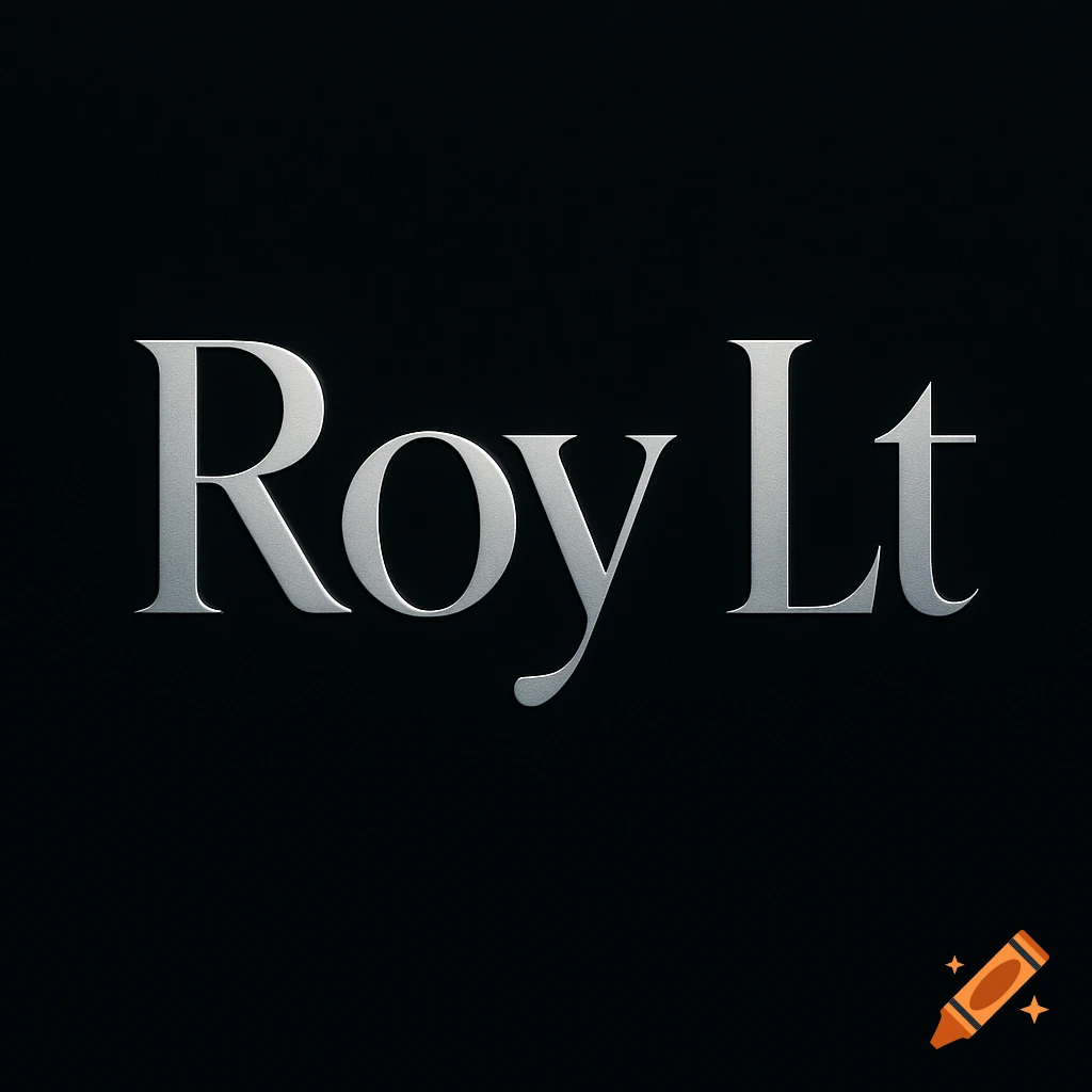 Silver text 'Roy Lt' on a black background.