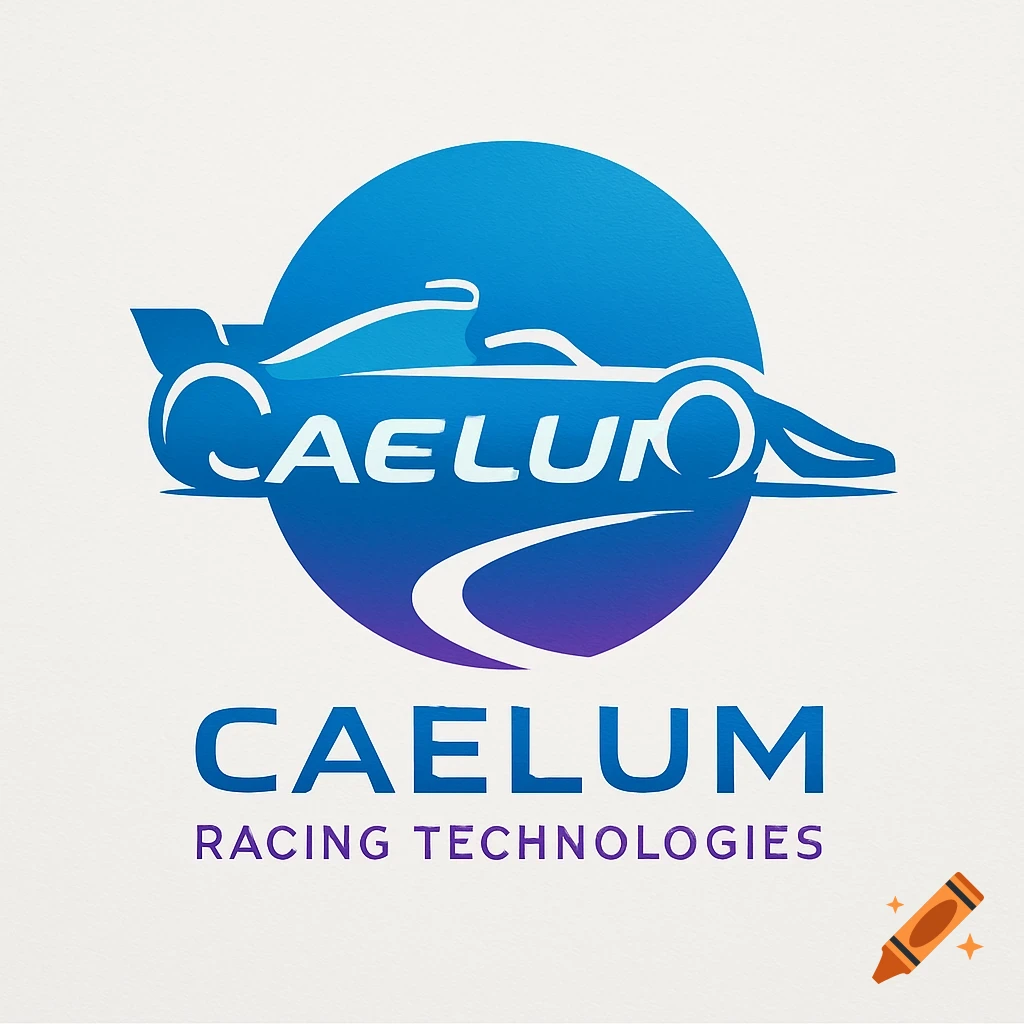 A blue and purple logo featuring a white silhouette of a Formula 1 race car and the text 'CAELUM RACING TECHNOLOGIES'.