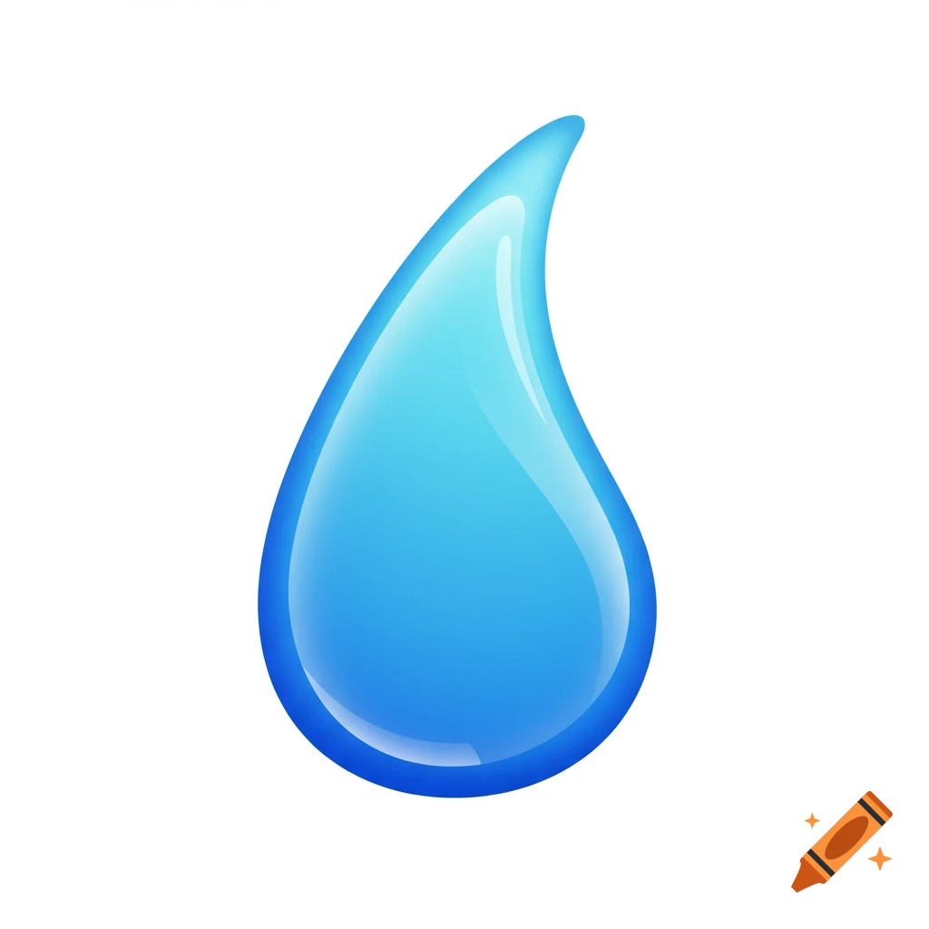 A stylized, shiny blue water drop against a white background.