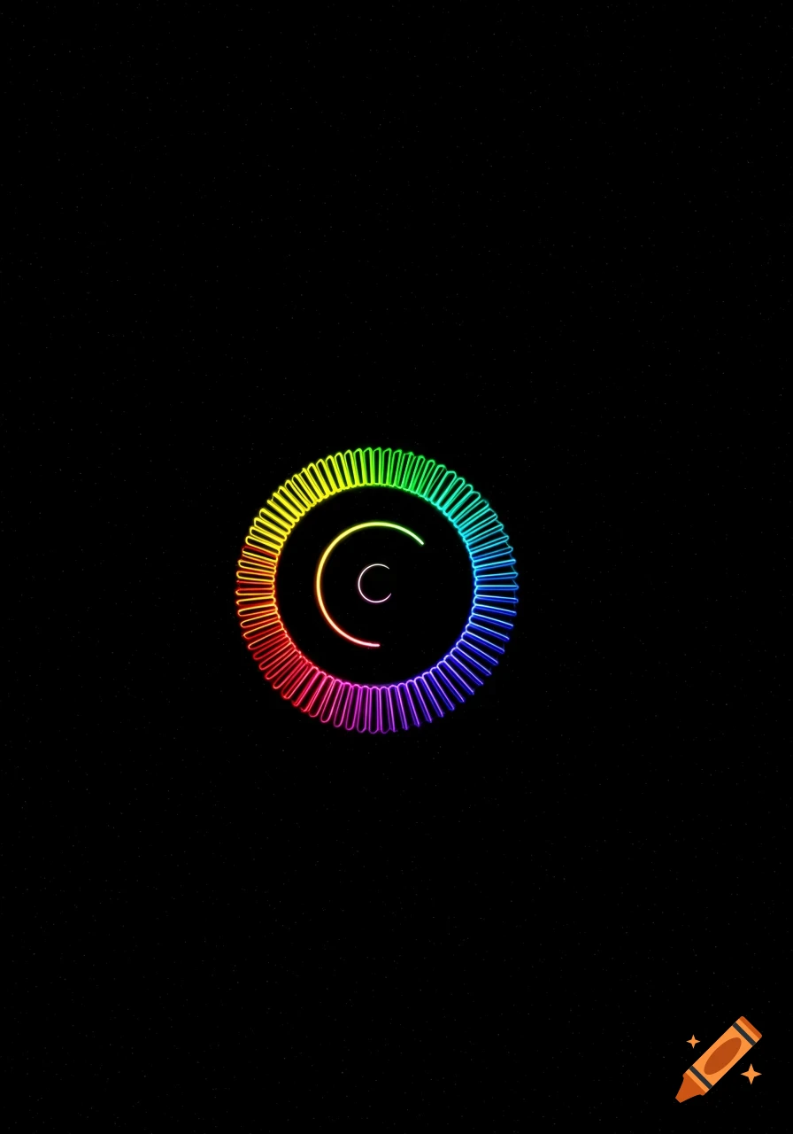 A vibrant rainbow-colored spiral on a black, star-filled space background.