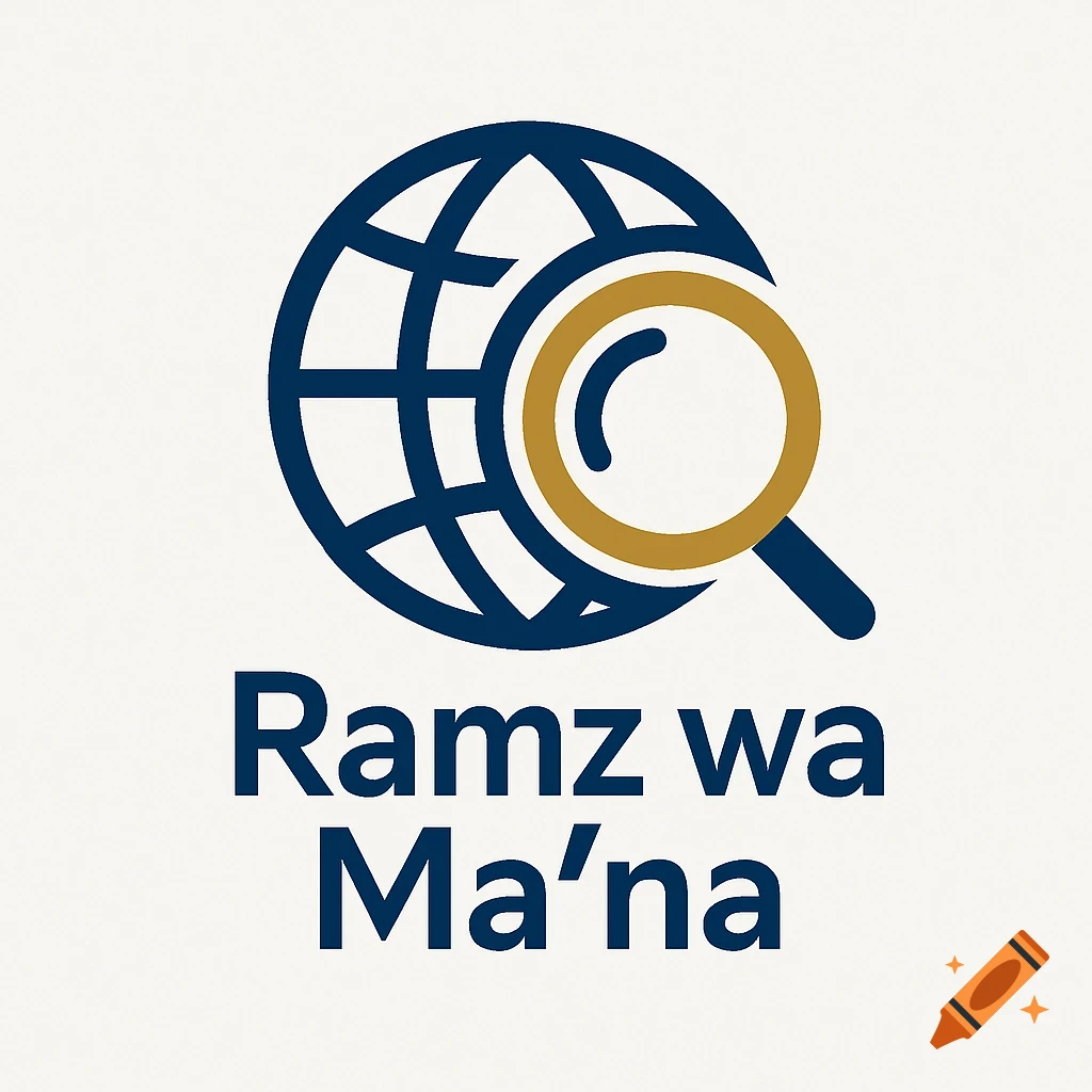 A modern logo featuring a blue globe combined with a gold magnifying glass, and the text "Ramz wa Ma'na" below.
