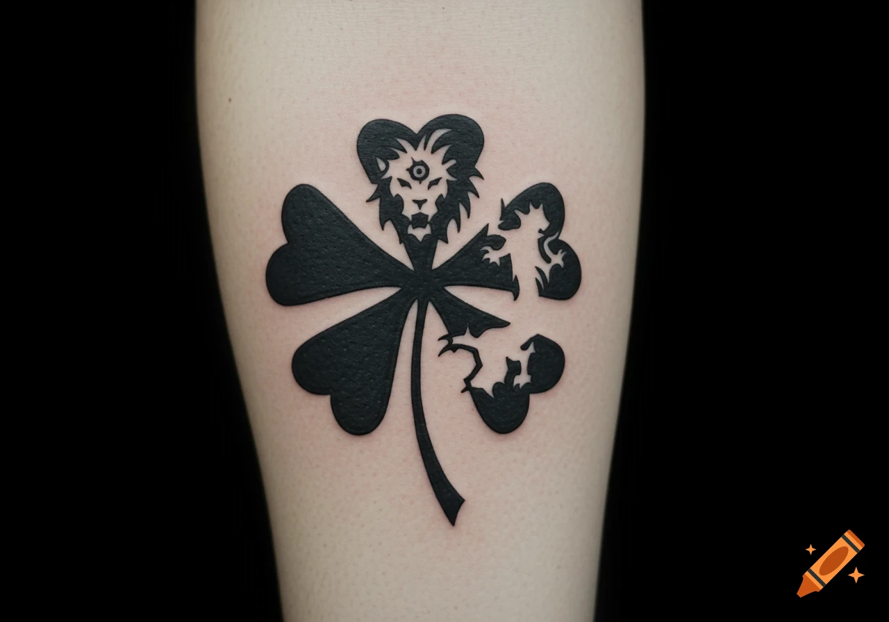 Small Black Four Leaf Clover Tattoo Idea