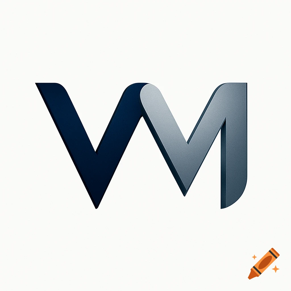 A modern 3D logo combining stylized dark blue W and gray M letters on a white background.