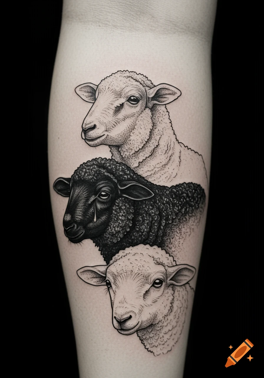 Lamb With Tattoos created on Craiyon, image size:896x1280
